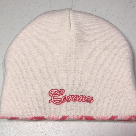 Corona Beer Womens Reversible Bone Knit Hat Cap Pink Mexico Cinco de Mayo Beanie - Picture 3 of 7